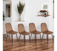 Dmora - Set di 4 sedie Pismo, Poltrona Rivestita in Velluto, Sedia da Pranzo Imbottita, Seduta per riunioni, 45x56h87 cm, Beige