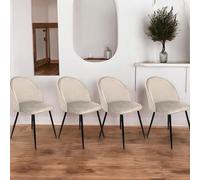 Dmora - Set di 4 sedie Stinson, Poltrona Rivestita in Velluto, Sedia da Pranzo Imbottita, Seduta per riunioni, 51x54h82 cm, Grigio Chiaro