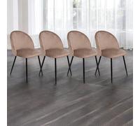 Dmora - Set di 4 sedie Stinson, Poltrona rivestita in velluto, Sedia da pranzo imbottita, Seduta per riunioni, 51x54h82 cm, Grigio tortora