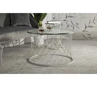 Dmora Set di 4 tavolini da Salotto Ibar, Tavolo Basso da caffè, Portariviste per Divano, Ripiano da Soggiorno, 70x70 h55 cm, Argento