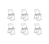 Dmora - Set di 6 sedie pieghevoli Marbella, Poltrona salvaspazio, Sedia per ospiti, Seduta per riunioni in simil ecopelle, 43x47h80 cm, Bianco