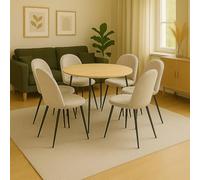 Dmora Set di 6 sedie Stinson, Poltrona Rivestita in Velluto, Sedia da Pranzo Imbottita, Seduta per riunioni, 51x54h82 cm, Grigio Chiaro