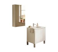Dmora set Mobili Bagno StJohns Bianco Lucido Specchio Incluso 3 Ripiani, 3 Ante