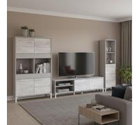 Dmora set Mobili da Soggiorno Hutchinson Beige Chiaro Modulabile 7 Ripiani, 7 Ante
