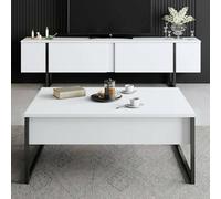 Dmora set Mobili da Soggiorno Proteus Bianco Modulabile Apertura a Ribalta, 2 Vani