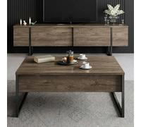 Dmora set Mobili da Soggiorno Proteus Marrone Noce Modulabile 2 Ante, 2 Vani