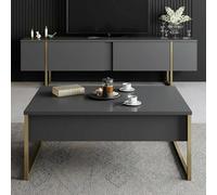 Dmora set Mobili da Soggiorno Proteus Nero Antracite Modulabile 2 Ante, 2 Vani