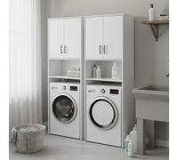 Dmora set Mobili per Lavanderia Hadley Bianco 4 Ripiani 6 Vani, set Ripostiglio Apertura Battente