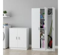 Dmora set Mobili per Lavanderia Winfield Bianco 6 Ripiani 8 Vani, set Ripostiglio Apertura Battente