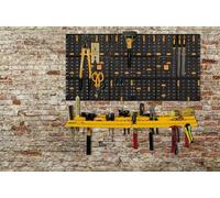 Dmora - Set portautensili Floreffe, Set con 2 pannelli, 2 mensole e 50 ganci, Organizer porta oggetti da parete, 100% Made in Italy, cm 100x22h50, Nero
