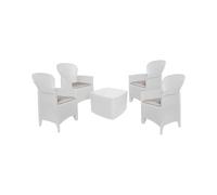 Dmora - Set Salotto da Esterno Anagni, Salottino Outdoor o Indoor, 4 poltrone con braccioli con Un tavolino Contenitore, Made in Italy, Bianco