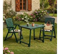 Dmora Set Salotto da Esterno Bitonto Verde Antracite 2 Posti Un Tavolino, Salottino Outdoor Set da Campeggio Bistrot Made in Italy