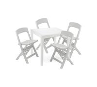 Dmora - Set Salotto da Esterno Falconara, Salottino Outdoor o Indoor, Tavolo Quadrato con 2 sedie Pieghevoli, Made in Italy, Bianco