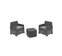 Dmora - Set Salotto da Esterno Laigueglia, con 2 poltrone e 1 tavolino, Effetto Rattan, 100% Made in Italy, Antracite