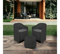 Dmora - Set salotto da esterno Milazzo, con 2 poltrone e 1 tavolino, Salottino indoor e outdoor, 100% Made in Italy, Antracite