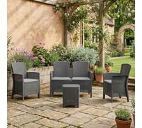Dmora - Set Salotto da Esterno Nettuno, Set da Giardino con Cuscini, Salottino Indoor e Outdoor Effetto Rattan, 100% Made in Italy, Antracite