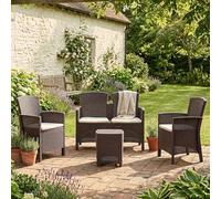 Dmora - Set Salotto da Esterno Nettuno, Set da Giardino con Cuscini, Salottino Indoor e Outdoor Effetto Rattan, 100% Made in Italy, Marrone