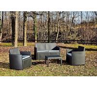 Dmora Set Salotto da Esterno Sassari Nero Antracite 4 Posti Un Tavolino, Salottino Outdoor Tavolo Tavolino