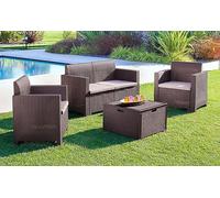 Dmora Set Salotto da Esterno Venere, Salottino Outdoor, Set da Balcone o Giardino, Composizione Soggiorno per Esterni, Made in Italy, Marrone