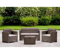 Dmora - Set Salotto da Esterno Venere, Salottino Outdoor, Set da Balcone o Giardino, Composizione Soggiorno per Esterni, Made in Italy, Tortora