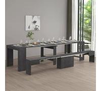 Dmora - Set tavolo e sedie Crispin, Composizione multiuso, Set con consolle e 1 panca allungabili, 100% Made in Italy, 66x25h45 cm, Ardesia