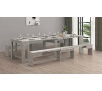 Dmora Set Tavolo e sedie Eric, Composizione Multiuso, Set con consolle e 2 panche allungabili, 100% Made in Italy, 66x25h45 cm, Grigio