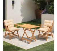 Dmora set Tavolo e Sedie Jabbah Marrone Crema 2 Posti Dimensione Seduta 46x43h89 cm, Dimensione Tavolo 80x60h74 cm
