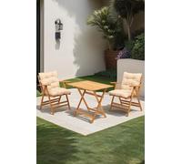Dmora set Tavolo e Sedie Jabbah Marrone Crema 2 Posti Dimensione Seduta 46x43h89 cm, Dimensione Tavolo 80x60h74 cm