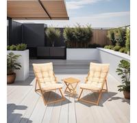 Dmora set Tavolo e Sedie Lerna Marrone Crema 2 Posti Dimensione Seduta 59x44h90 cm, Dimensione Tavolo 40x40h40 cm