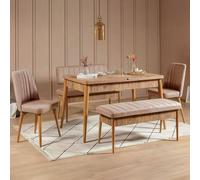 Dmora set Tavolo e Sedie Padru Marrone Quercia Allungabile 8 Posti, Dimensione Tavolo 130x80h77 cm