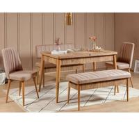 Dmora Set Tavolo e Sedie Padru Marrone Quercia Allungabile 8 Posti, Dimensione Tavolo 130x80h77 cm