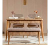 Dmora set Tavolo e Sedie Situla Marrone Quercia 8 Posti Allungabile, Dimensione Seduta 110x40h51 cm