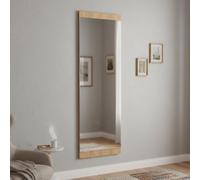 Dmora - Specchio Acamar, Specchiera, Articolo d'arredo a muro, Decorazione con specchio, 40x2h120 cm, Rovere