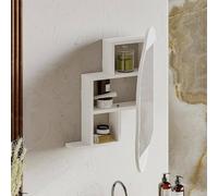 Dmora - Specchio Azmidi, Specchiera, Articolo d'arredo a Muro, Decorazione con Specchio, 60x13 h75 cm, Bianco