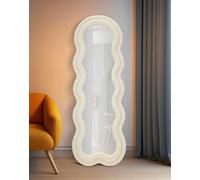 Dmora - Specchio Baquirivu, Specchiera, Articolo d'arredo a muro, Decorazione con specchio, 40 x 4 h160 cm, Crema