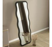 Dmora Specchio Mivera 50x160h cm Nero Forma Rettangolare Tipologia a Terra, Colore Struttura Trasparente