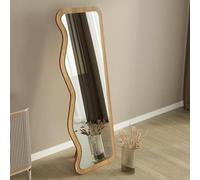 Dmora Specchio Miverar 50x160h cm Marrone Rovere Forma Rettangolare Tipologia a Terra, Colore Struttura Trasparente