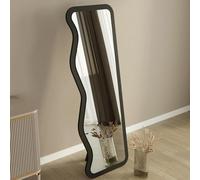Dmora Specchio Miverar 50x160h cm Nero Forma Rettangolare Tipologia a Terra, Colore Struttura Trasparente