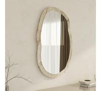 Dmora Specchio Mivion 52x86h cm Bianco Marmo Forma Ovale Tipologia a Parete, Colore Struttura Trasparente