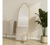 Dmora Specchio Neleli 50x160h cm Marrone Rovere Forma Rettangolare Tipologia a Terra, Colore Struttura Trasparente