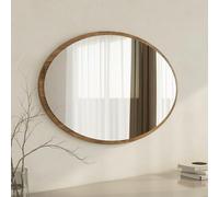 Dmora Specchio Neleon 60x90h cm Marrone Noce Forma Ovale Tipologia a Parete, Colore Struttura Trasparente