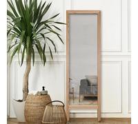 Dmora Specchio Nelili 45x145h cm Marrone Rovere Forma Rettangolare Tipologia a Terra, Colore Struttura Trasparente