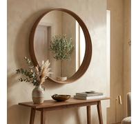 Dmora Specchio Nerero 60x60h cm Marrone Noce Forma Rotondo Tipologia a Parete, Colore Struttura Trasparente
