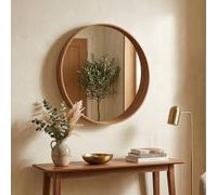 Dmora Specchio Neriri 80x80h cm Marrone Noce Forma Rotondo Tipologia a Parete, Colore Struttura Trasparente