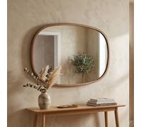 Dmora Specchio Netaar 88x62h cm Marrone Noce Forma Ovale Tipologia a Parete, Colore Struttura Trasparente