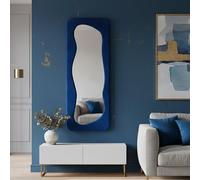 Dmora - Specchio Parnaiba, Specchiera, Articolo d'arredo a muro, Decorazione con specchio, 40 x 4 h160 cm, Blu