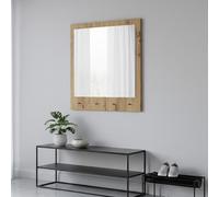 Dmora Specchio Ulster 78x76h cm Marrone Rovere Nodi Forma Rettangolare Tipologia da Appendere, Materiale Struttura in Vetro