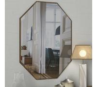 Dmora Specchio Unukalhai 2x70h cm Marrone Noce Forma Ottagonale Materiale Struttura in Legno Nobilitato, Tipologia da Appendere