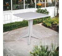 Dmora Tavolo da Esterno Trani, Ripiano Quadrato Fisso, Tavolino da Giardino Multiuso, 100% Made in Italy, 70x70h72 cm, Bianco