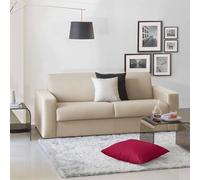 Dmora Talamo Italia - Divano Fisso 3 posti Mara, Sofà Soggiorno in Tessuto Imbottito, Braccioli Slim, 100% Made in Italy, Cm 200x95h90, Beige